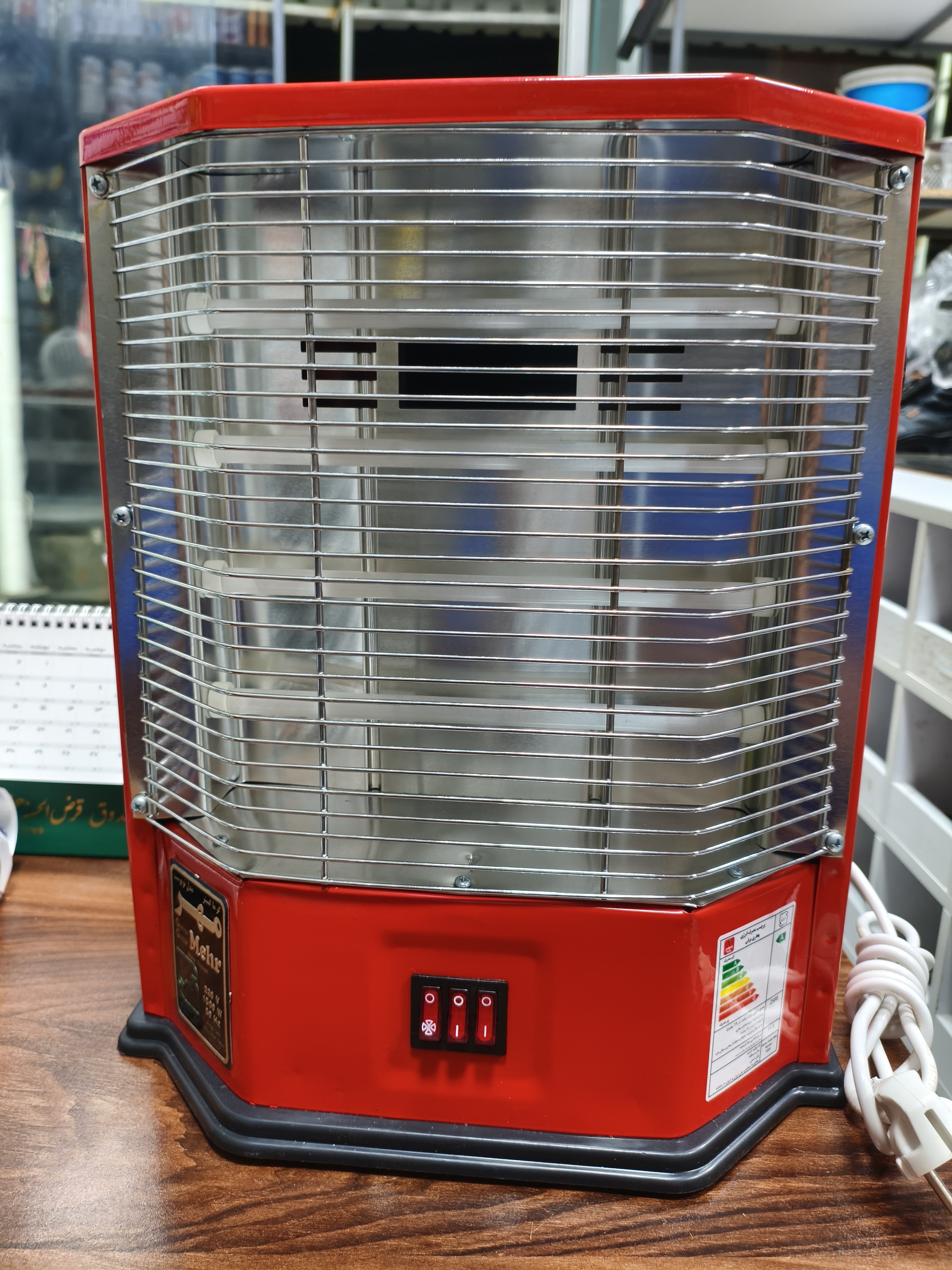 بخاری برقی1500w برند مهر 4شعله فن دار